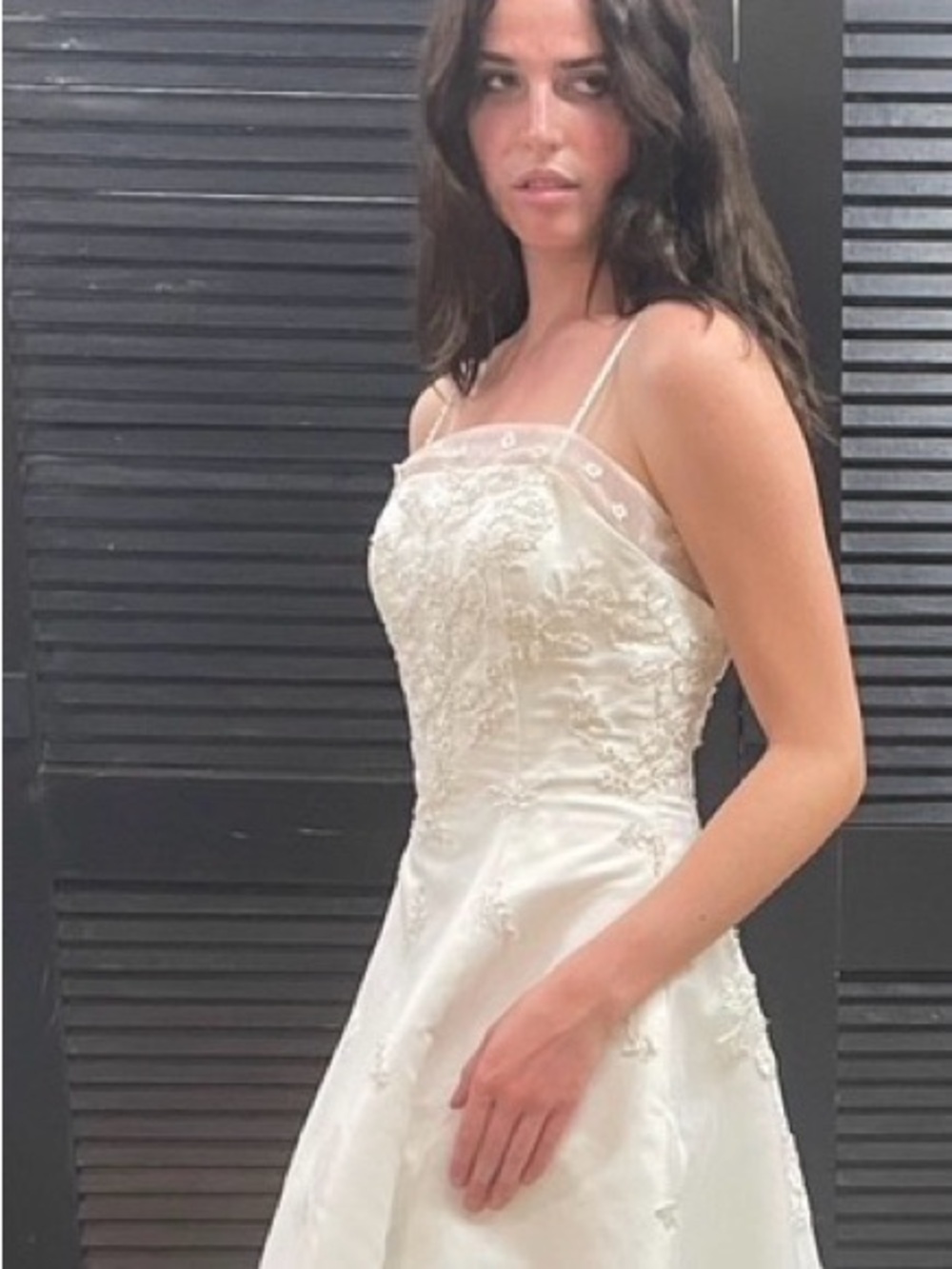 Elegant White Embroidered Spaghetti-Strap Dress - Picture 4 of 5
